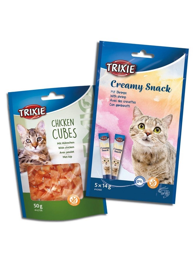 تريكسي مجموعة مكافآت القطط من مكعبات الدجاج الفاخرة ووجبة خفيفة من التونة والروبيان الكريمية، مكافآت غنية بالعناصر الغذائية للقطط، مناسبة لجميع السلالات - (عبوة من قطعتين) - Image 1