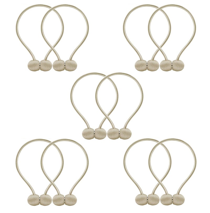 INOVERA (LABEL) 10 Pieces Window Curtain Tiebacks Drapery Hold-Backs Band for Office Home Decorative (Pair 5, Beige) - Image 1