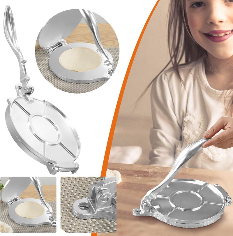 cheekyglo Manual Tortilla Press 8 Inch Tortilla Maker - Cake Dough Press, Aluminum Stainless Steel Color Cake Press Multi-Function Manual Tortilla Dough Press Shaper Kitchen Tool - Image 2