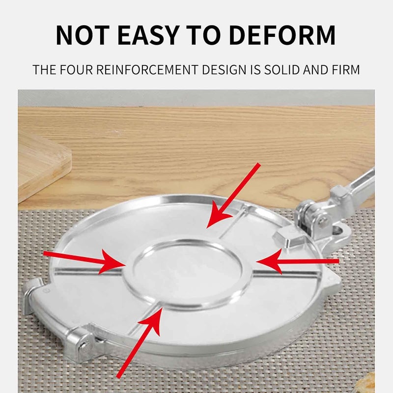 cheekyglo Manual Tortilla Press 8 Inch Tortilla Maker - Cake Dough Press, Aluminum Stainless Steel Color Cake Press Multi-Function Manual Tortilla Dough Press Shaper Kitchen Tool - Image 5