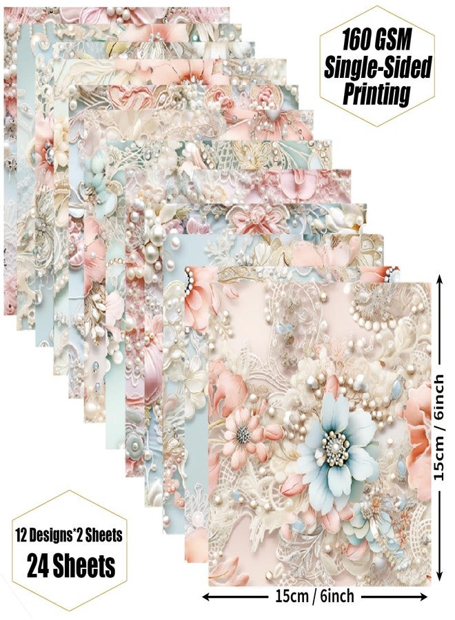 WLXTREE Scrapbook Paper 6x6, 24 Sheets Vintage Scrapbooking Paper Floral Paper Single-Side Card Stock Paper Pack for Art Album Junk Journal CardMaking Decorative Scrapbook Supplies - Image 2