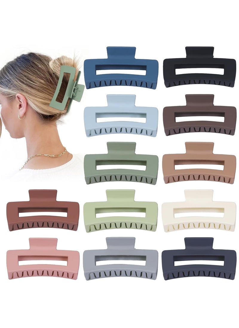 Sisiaipu - Hair Clip  Claw 41 Inch Extra Large for Thick Long Curly Hair 12 Pcs 12 Rubber Paint and Plastic Materials NonSlip Design Women and Girls Hair Accessories  Multicolor - Image 1