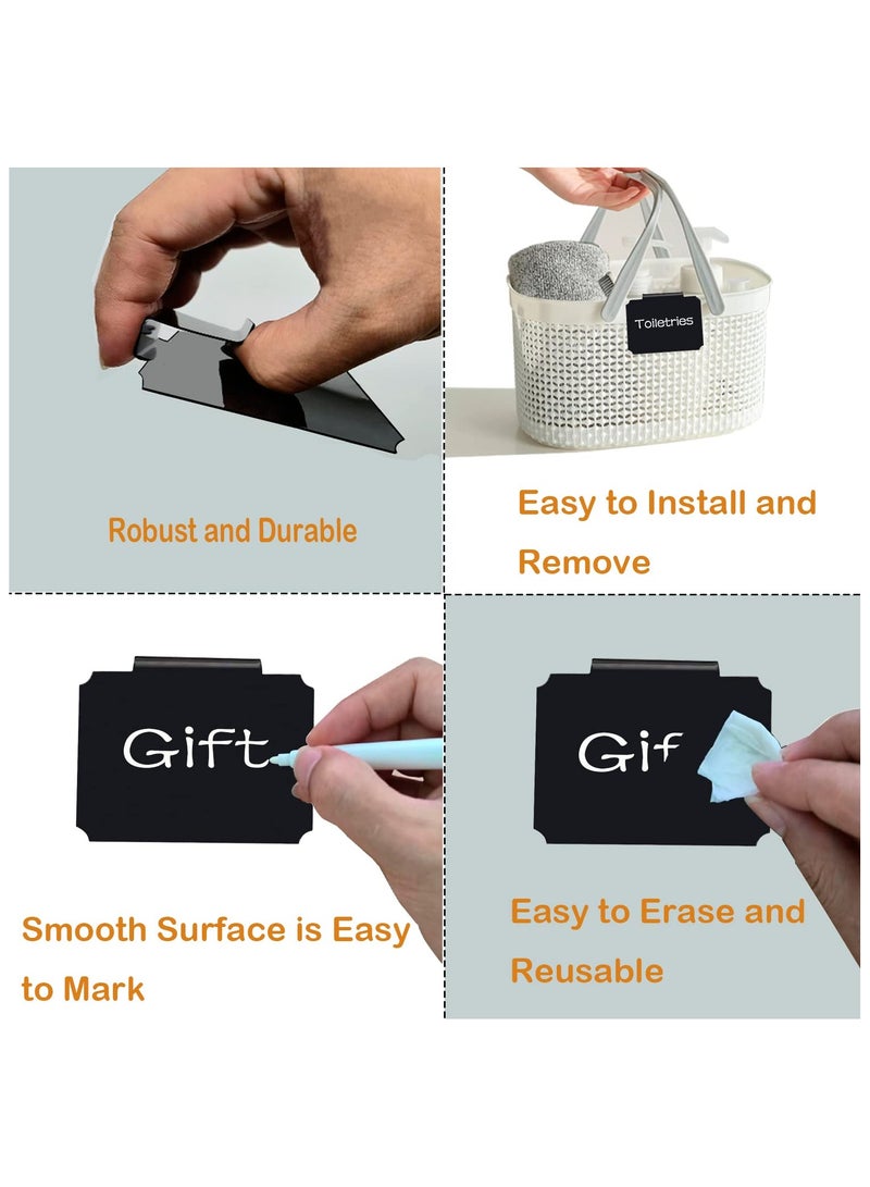 SYOSI Basket Labels Clip On, Reusable Labels for Storage Bins, Removable Chalk Labels for Containers, Kitchen Closet Baskets and Storage Basket Hanging Labels Clip with 2 White Chalk Markers (20 Pieces) - Image 3