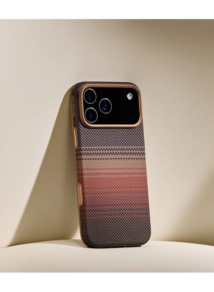 بيتاكا حافظة Aramid UltraGuard لـ iPhone 17 Pro / متوافقة مع MagSafe / حماية بمعيار عسكري / مقاومة للخدوش / نحيفة وخفيفة الوزن / غطاء خلفي / زر محسّن بتقنية كابتيف - غروب الشمس - Image 5