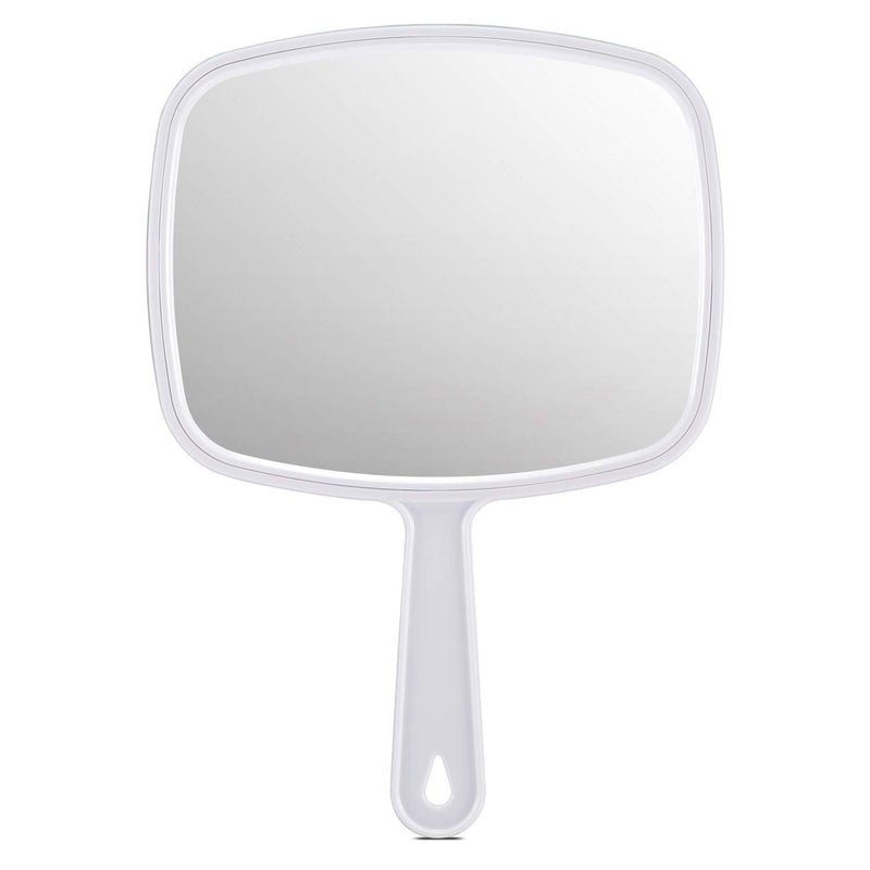 PROTECLE Hand Mirror, Handheld Makeup Mirror with Handle for Barber Hairdressing (Square White 10.3"x7.4") - Image 1