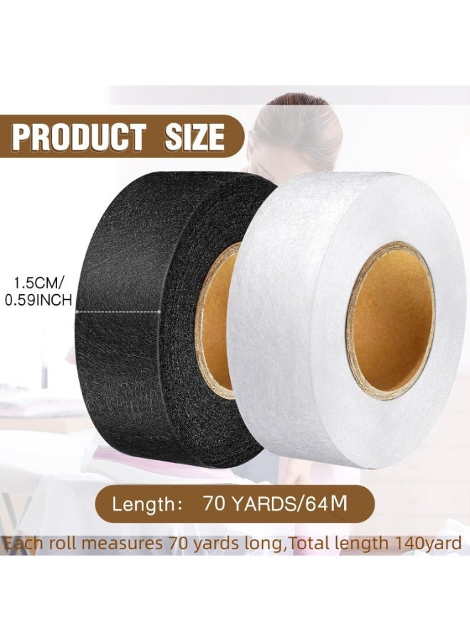 Iron-On Fabric Tape, Heavy Duty Fusible Adhesive Hemming Strip to Repair Curtains, Clothes, Pants, Pillow Case, Uniform, No Sewing, Black+White - Image 2