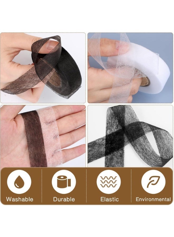 Iron-On Fabric Tape, Heavy Duty Fusible Adhesive Hemming Strip to Repair Curtains, Clothes, Pants, Pillow Case, Uniform, No Sewing, Black+White - Image 3