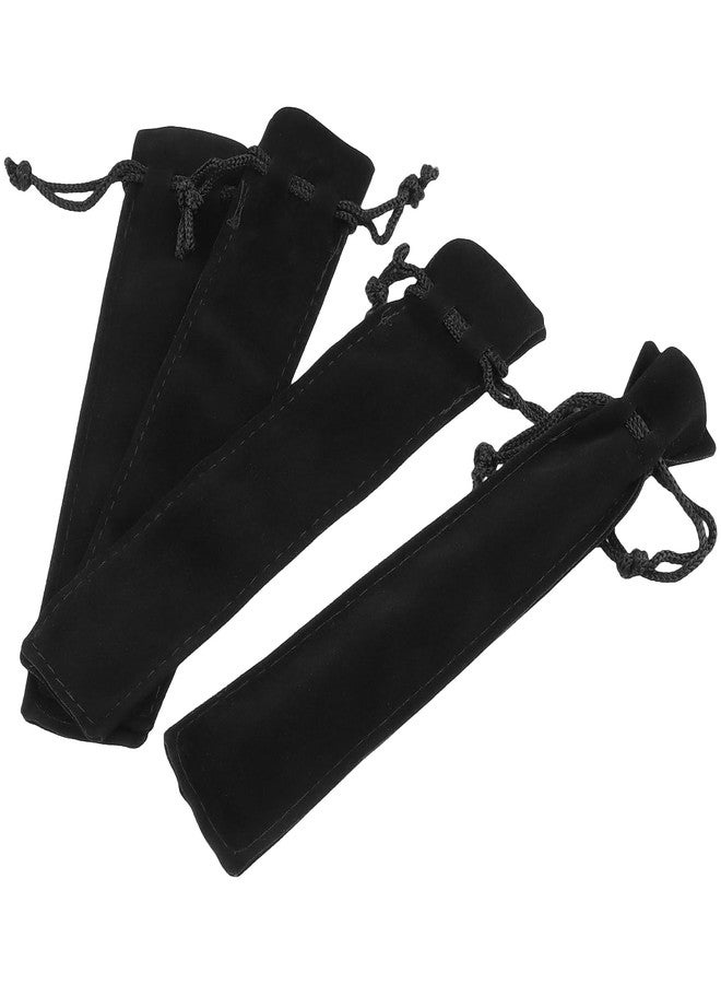 PINGEUI 100 PCS 7×1.4 Inch Velvet Pen Pouch with Drawstring, Black Single Pen Holder Packaging Sleeve for Office, Business Gift - Image 4