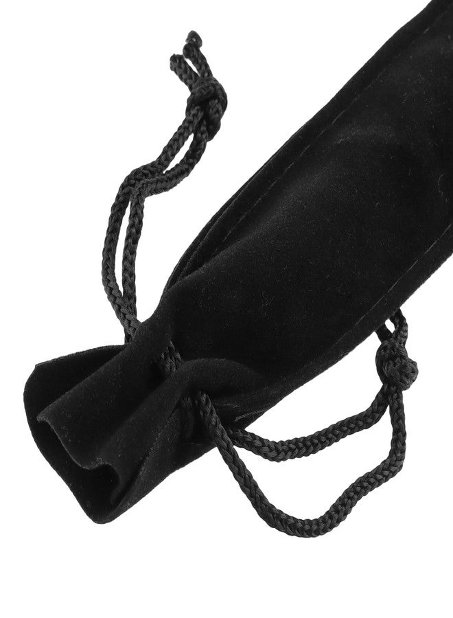PINGEUI 100 PCS 7×1.4 Inch Velvet Pen Pouch with Drawstring, Black Single Pen Holder Packaging Sleeve for Office, Business Gift - Image 3