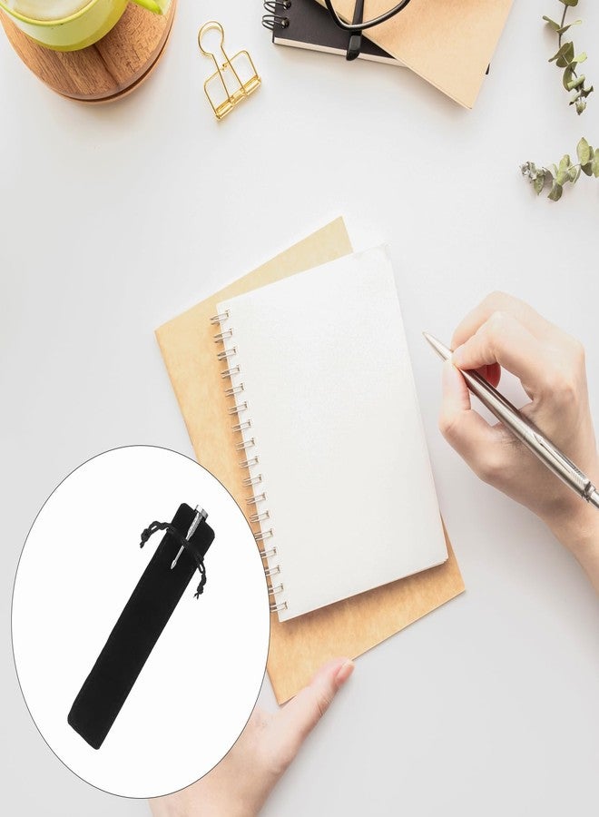 PINGEUI 100 PCS 7×1.4 Inch Velvet Pen Pouch with Drawstring, Black Single Pen Holder Packaging Sleeve for Office, Business Gift - Image 5