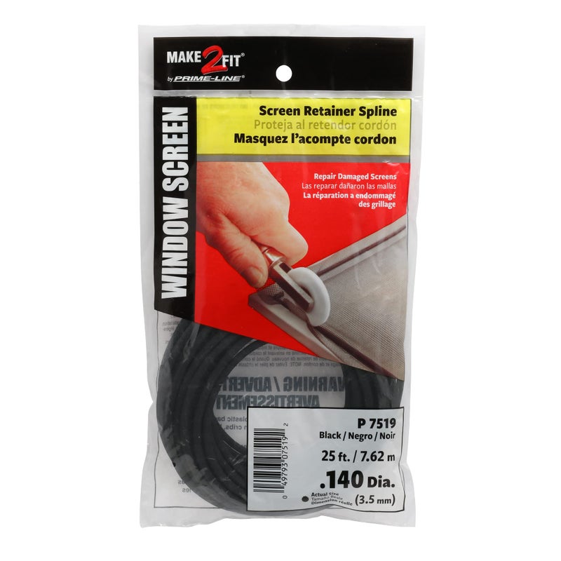 PrimeLine P 7519 014 In x 25 ft Roll Black Spline 1 Roll