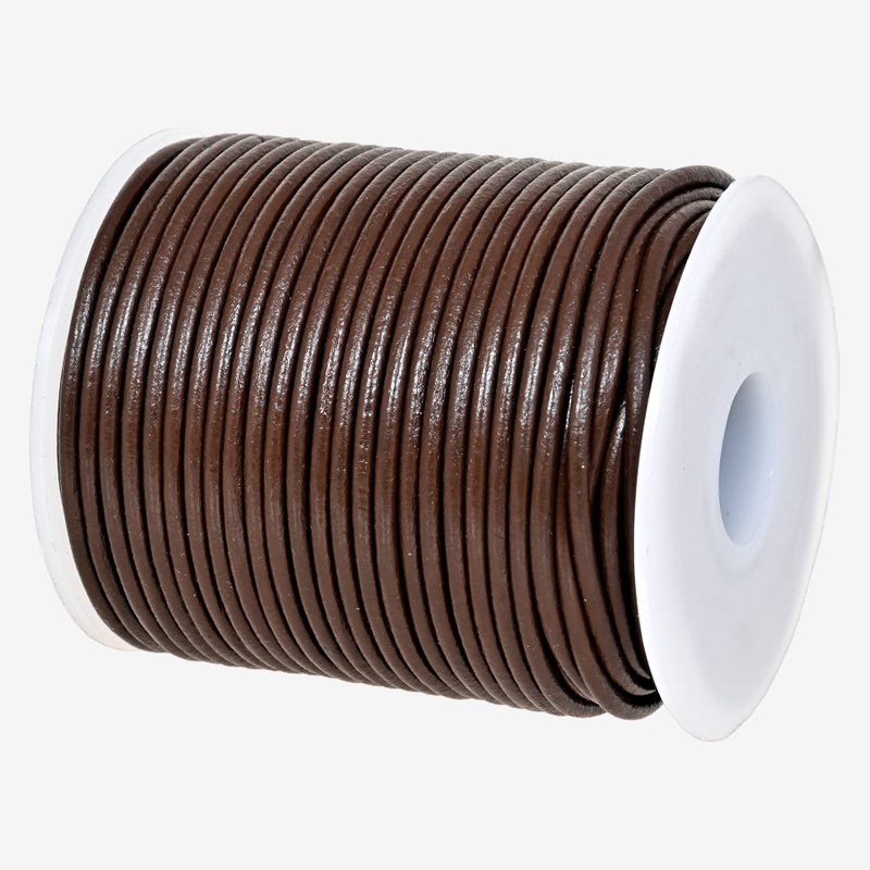GENIQUE RealGenuine Round Leather String Cord for Necklace Bracelets Jewelry Kumihimo Braiding DIY Projects 20 Metres 2mm Brown