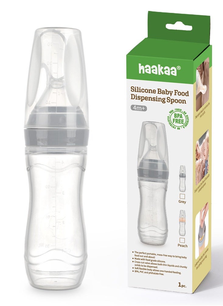 haakaa Baby Food Dispensing Spoon 4 Oz, 4M+, Grey  - Image 1