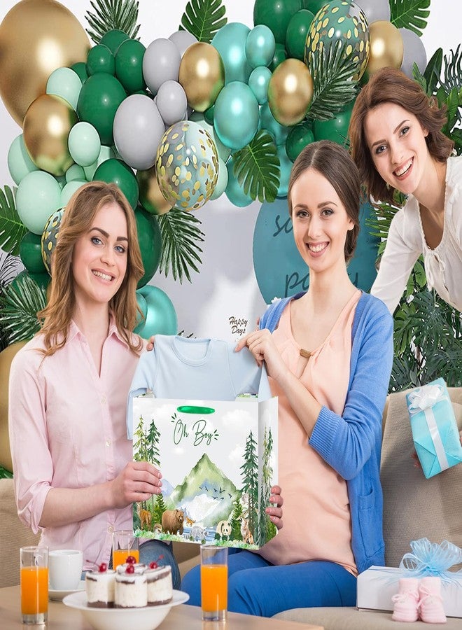 LUUFILx Oh Boy Gift Bags Let The Adventure Begin Awaits Gift Bag with Greeting Card and Tissue Paper Adventure Awaits Decorations Watercolor Greenery Forest Wrapping Paper Bag for Baby Shower Christmas Party - Image 5