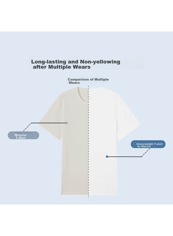 American Retro Short Sleeve T-shirt Men's Large Letter Summer 260g Cotton Loose Breathable Teenage Bottoming Shirt Top - Image 4