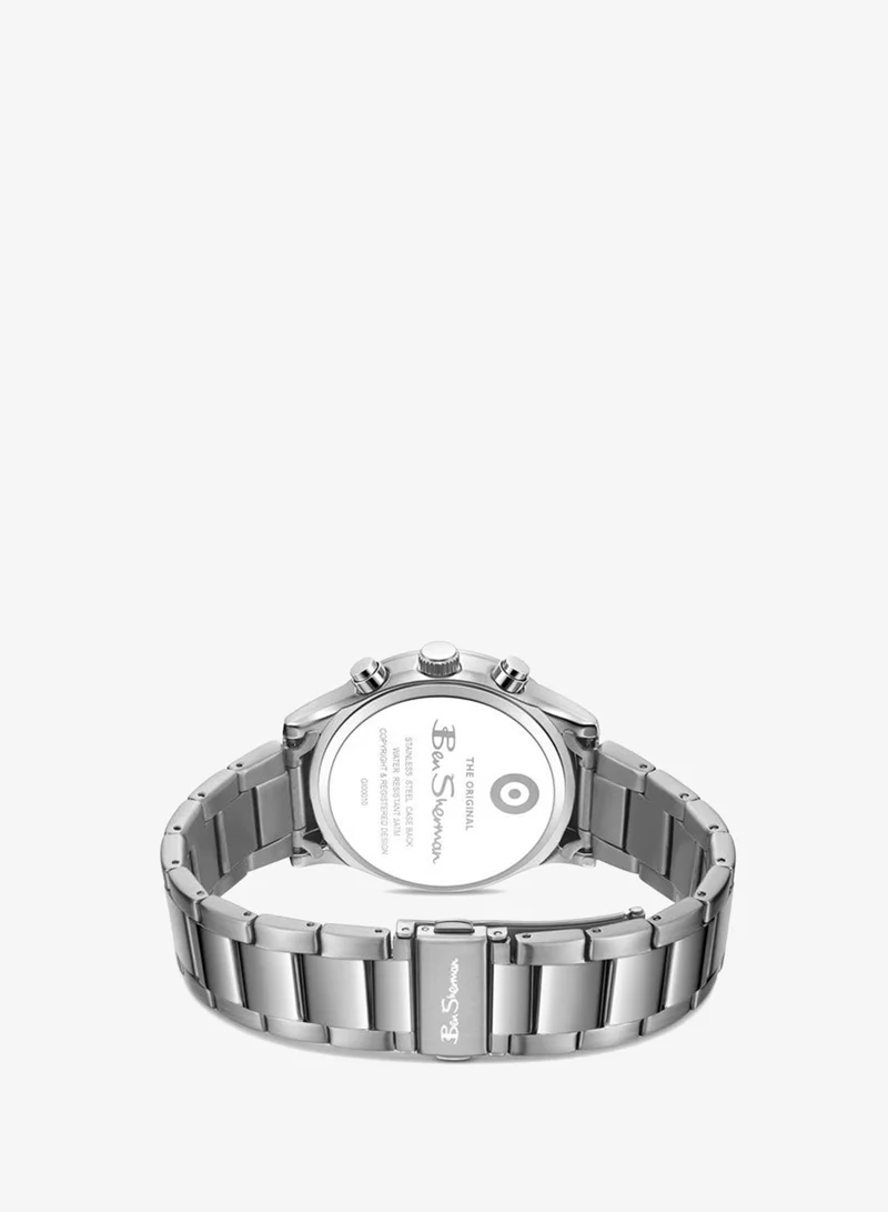 Ben Sherman silver Brighton Blue Dial Stainless Steel Bracelet Chronograph Watch for Men, 43.5mm for Men | Best Price UAE