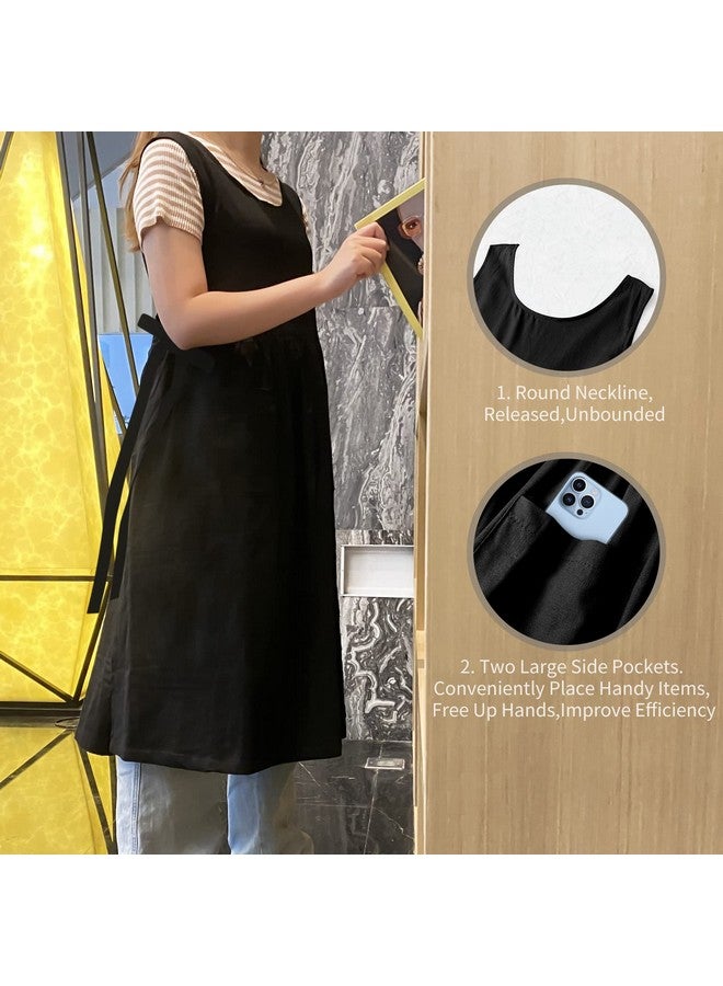 KKTOCHVC Premium Plus Size Apron Adjustable Waistline Bib Apron,Soft Cotton Blend Apron with Pockets (Black) - Image 3