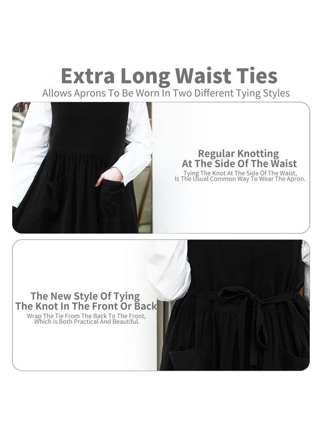 KKTOCHVC Premium Plus Size Apron Adjustable Waistline Bib Apron,Soft Cotton Blend Apron with Pockets (Black) - Image 5