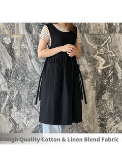 KKTOCHVC KKTOCHVC Premium Plus Size Apron Adjustable Waistline Bib Apron,Soft Cotton Blend Apron with Pockets (Black)  - Image 2