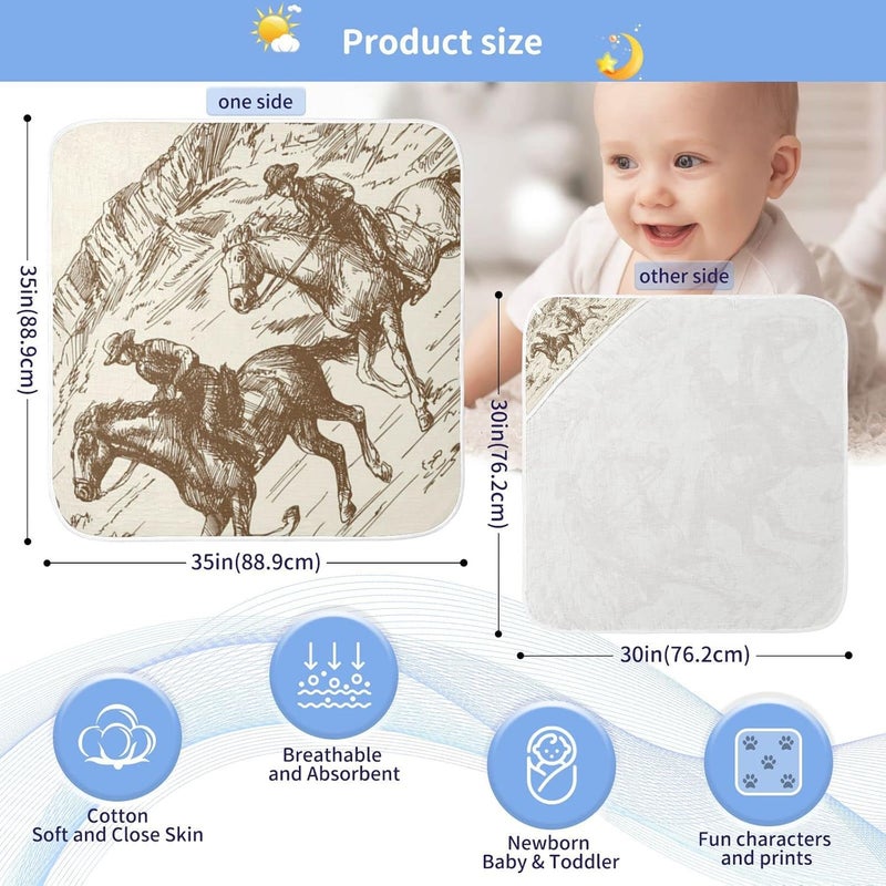 WellDay Western Desert Cowboy Baby Towel Ultra Soft Hooded Towels for Babies  Ultra Absorbent Cotton Bath Towels 30x30 Inch - Image 3