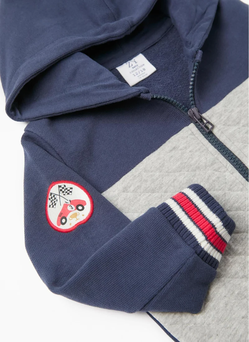 Zippy Cotton Hooded Jacket for Baby Boys 'Grand Prix', Dark Blue/Grey