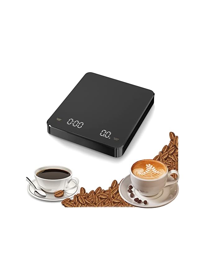 promass Digital Coffee Scale, Rechargeable Pour-Over Coffee Scale with Timer, Drip Coffee Scale with Touch Sensor Operation and Invisible Screen, Measures in Grams, Ounces, and Milliliter - black - Image 1