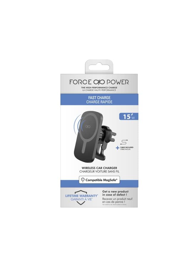 FORCE power 15w magsafe compatible wireless charger & airvent car holder white  - Image 2