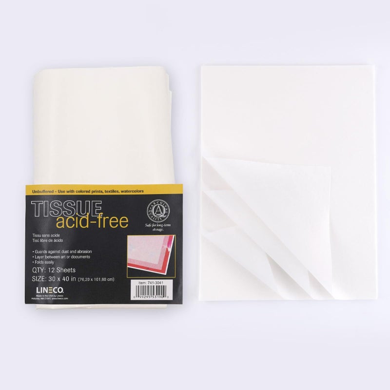 Lineco, Acid-Free Unbuffered Interleaving Tissue Paper for Storage, 30 x 40 Inches, Preserve and Separate Prints, Documents, Letters, Newspaper (Pack of 12) - Image 4