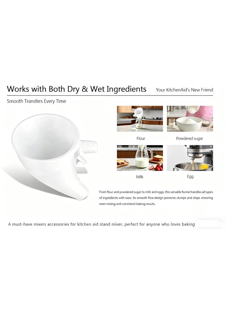 Counte Flour Funnel for Kitchen Aid Mixer,New Flour Funnel-Stand Mixer for Kitchen Aid Artisan Ksm150 5-Quart Tilt-Head Stand Mixer,for Egg Liquid and Both Flour,Enables Guided Pouring - Image 3