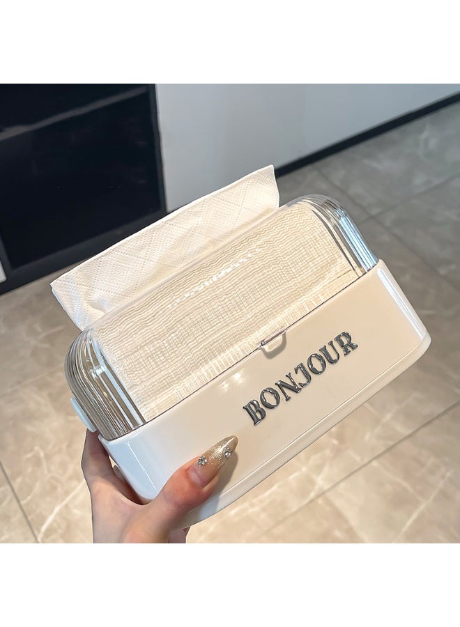 بونجور علبة مناديل فاخرة بتصميم زهري قابلة للفتح من الأعلى، من البلاستيك الأكريليك الشفاف والكريم، لتنظيم المناديل على المكتب أو في الحمام، مربع الشكل، متعددة الاستخدامات، لتخزين ورق التواليت والمنديل، ديكور أنيق للمكتب والمنزل والصالونات - Image 4