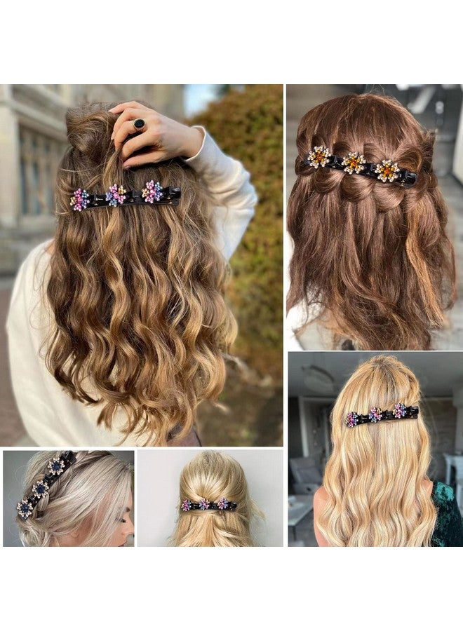 FDBJulyy Sparkling Crystal Stone Braided Hair Clover Clips for Thick Thin Hair, Girls / Women Hair Accessories for Styling Sectioning, Large, 8 Pcs - Image 5