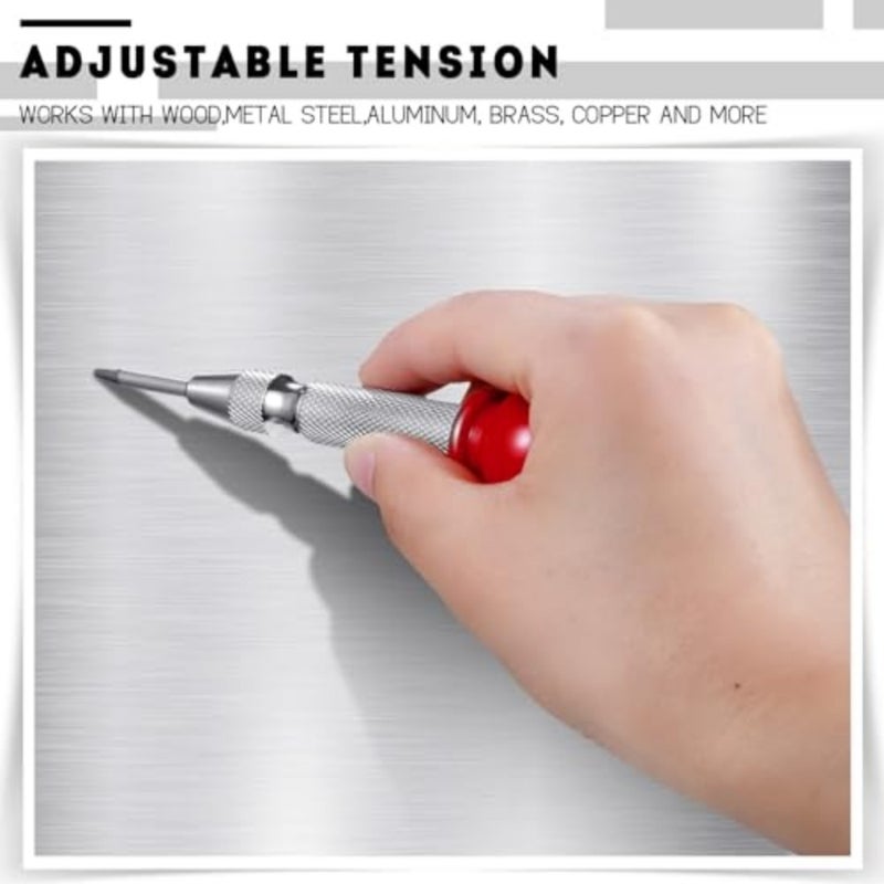 3 Pack Center Punch Spring Loaded Automatic Punch 5 Inches Crushing Hand Tool Center Hole Punch for Wood Metal Awl Puncher with Cushion Cap Adjustable Tension - Image 4