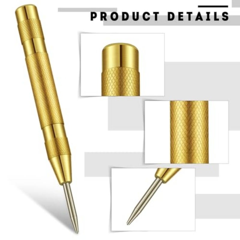 3 Pack Center Punch Spring Loaded Automatic Punch 5 Inches Crushing Hand Tool Center Hole Punch for Wood Metal Awl Puncher with Cushion Cap Adjustable Tension - Image 5