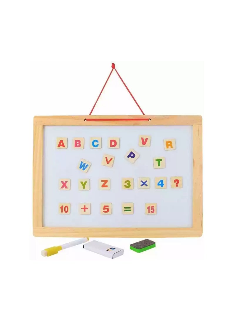 Wood Easel Magnetic Drawing Whiteboard And Blackboard With Acessories  - Image 1