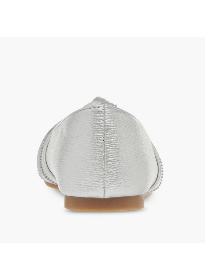 Little Missy Girls Knot Detail Slip-On Ballerina Shoes  - Image 5
