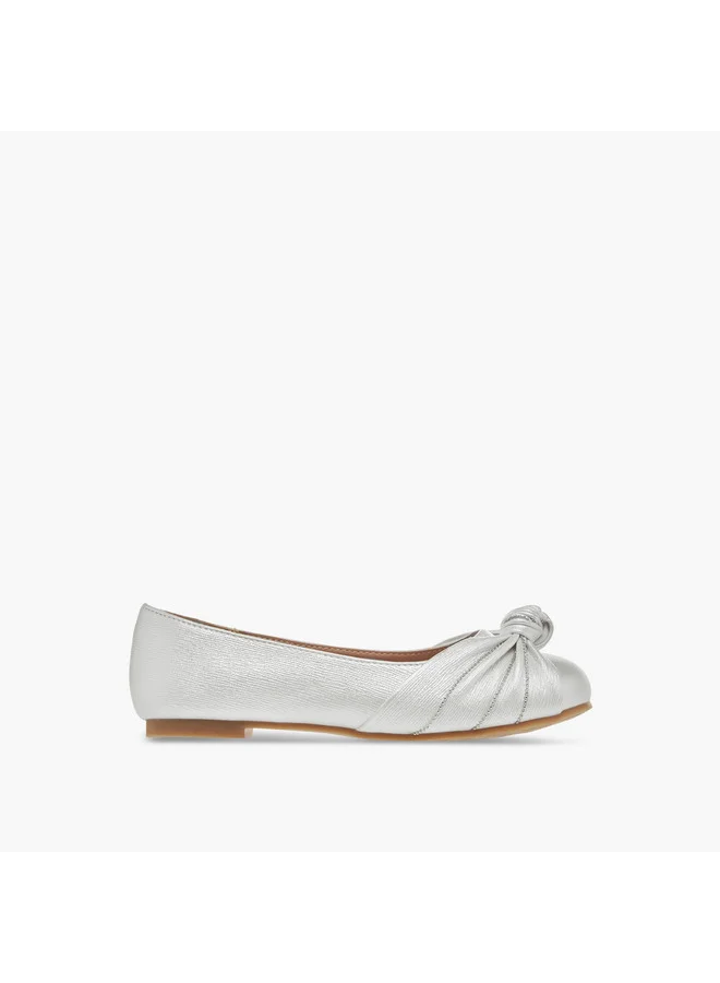 Little Missy Girls Knot Detail Slip-On Ballerina Shoes