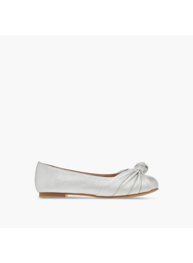 Little Missy Girls Knot Detail Slip-On Ballerina Shoes  - Image 3