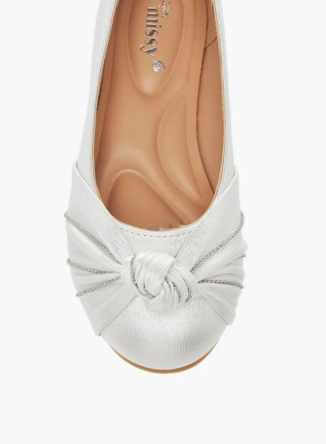 Little Missy WHITE Knot Detail Slip-On Ballerina Shoes for Women | Best Price UAE