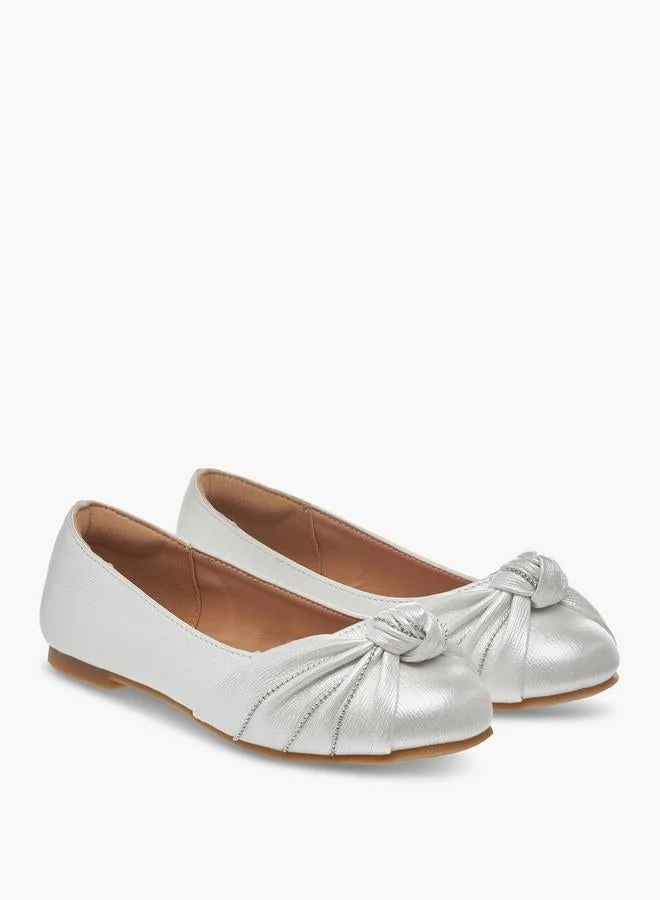 Little Missy WHITE Knot Detail Slip-On Ballerina Shoes for Women | Best Price UAE