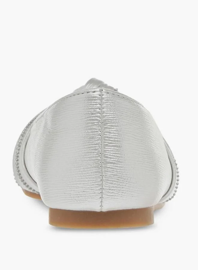 Little Missy WHITE Knot Detail Slip-On Ballerina Shoes for Women | Best Price UAE