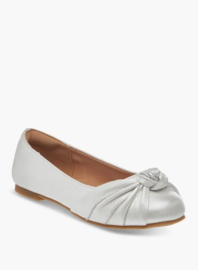 Little Missy WHITE Knot Detail Slip-On Ballerina Shoes for Women | Best Price UAE