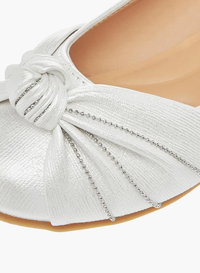Little Missy WHITE Knot Detail Slip-On Ballerina Shoes for Women | Best Price UAE
