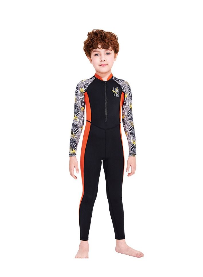 Generic Children's Swimsuit Boy One-Piece Long-Sleeved Sunscreen Swimsuit Middle And Big Children Students Swimming Training Snorkeling Surfing Jellyfish Suit - Image 1