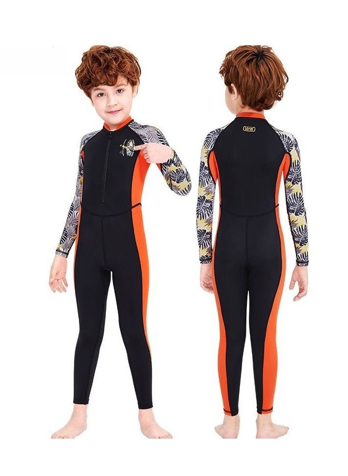 Generic Children's Swimsuit Boy One-Piece Long-Sleeved Sunscreen Swimsuit Middle And Big Children Students Swimming Training Snorkeling Surfing Jellyfish Suit - Image 2