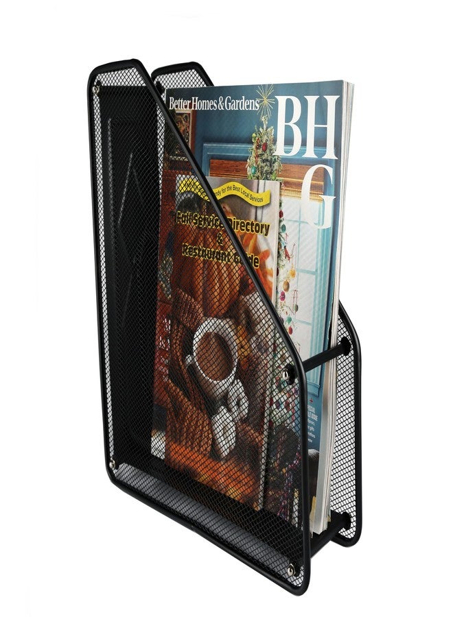 Huron Heavy Duty Magazine Storage Holder, Black Steel Mesh - Image 1