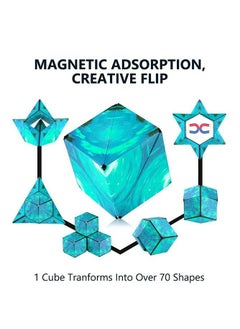 Bebiland 3D Geometric Puzzle Rubik's Cube with 72 Shapes, Magnetic Magic Cube with Fold and Rotate Easily, Environmentally Friendly Materials Changeable Cube Toys for Kids, Green  - Image 2