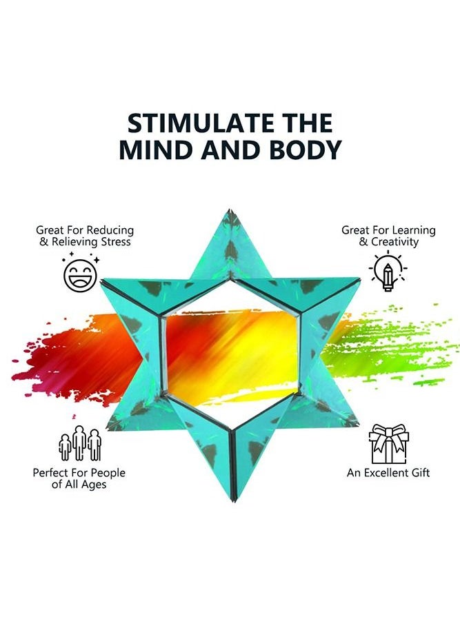 Bebiland - 3D Geometric Puzzle Rubik's Cube with 72 Shapes, Magnetic Magic Cube with Fold and Rotate Easily, Environmentally Friendly Materials Changeable Cube Toys for Kids, Green - Image 1