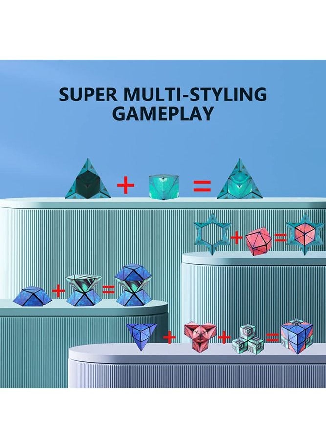 Bebiland - 3D Geometric Puzzle Rubik's Cube with 72 Shapes, Magnetic Magic Cube with Fold and Rotate Easily, Environmentally Friendly Materials Changeable Cube Toys for Kids, Green - Image 1