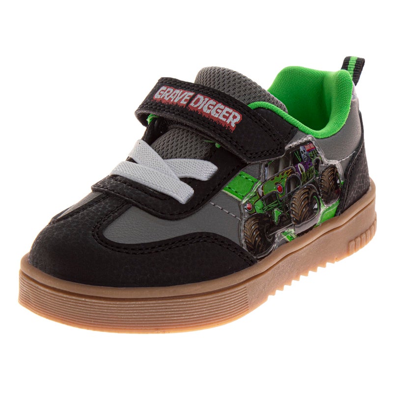 Josmo Monster Jam Shoes for Boys - Shoe Classic Retro Style Sport Soccer Sneakers - Green Black (Size 10 Toddler) - Image 1