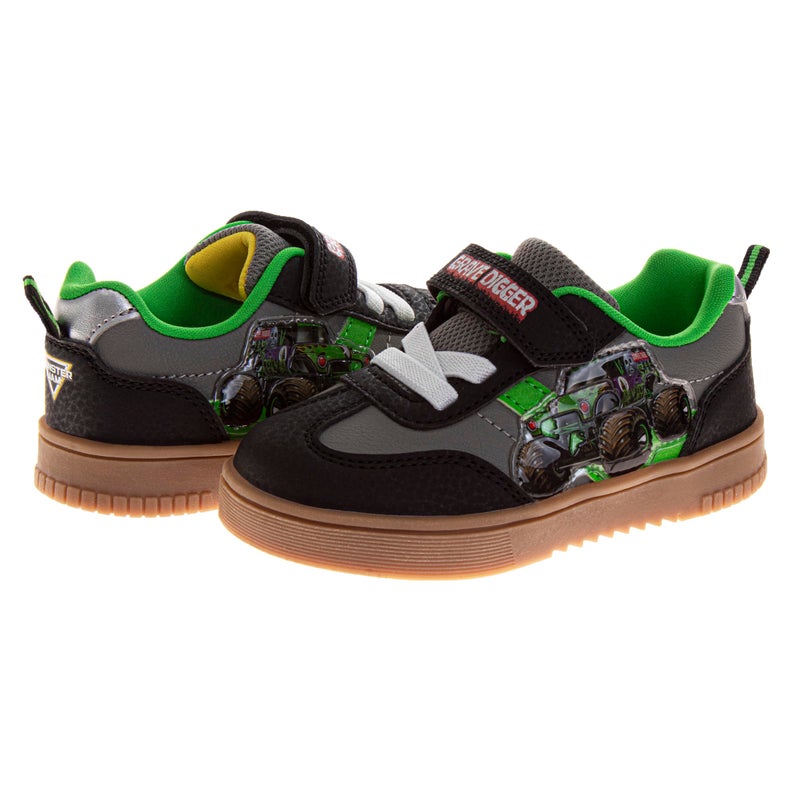 Josmo Monster Jam Shoes for Boys - Shoe Classic Retro Style Sport Soccer Sneakers - Green Black (Size 10 Toddler) - Image 4